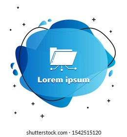 White Folder and lock icon isolated on white background. Cyber defense. Security, safety, protection concept. Abstract banner with liquid shapes. Vector Illustration