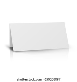 White Folder Paper Greeting Card Vector Template. 
