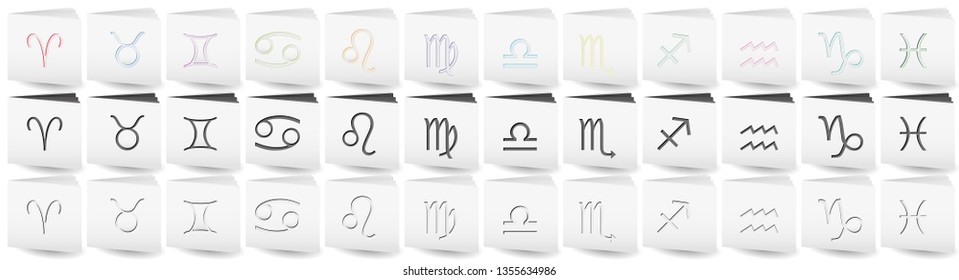 White folders with zodiac signs on covers