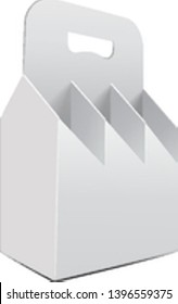 White folding package vine bottles Template. Vector Illustration of Gift craft Box for Design, Website, Background, Banner. Front view for your design