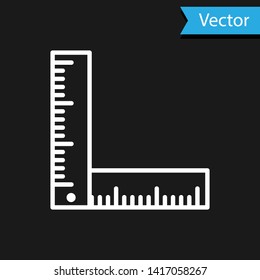 White Folding ruler icon isolated on black background.  Vector Illustration