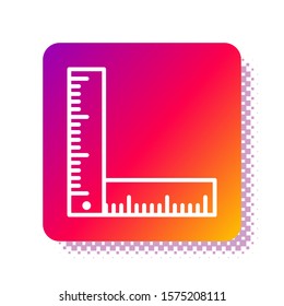 White Folding ruler icon isolated on white background. Square color button. Vector Illustration