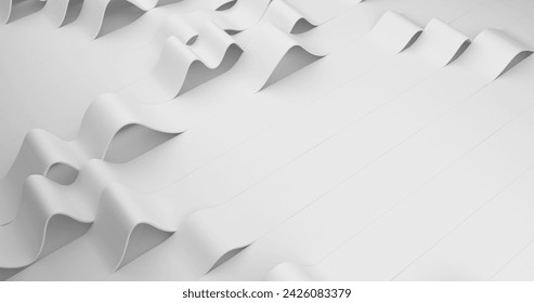 White folds stripes background deformed creased surface with soft light modern bright backdrop with wrinkles minimalistic style 3d render illustration vector design in eps 10