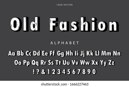 White font alphabet with grunge texture. Vintage and retro style concept letters and numbers for can use element headline poster, comic, game, movie, website, Print T Shirt