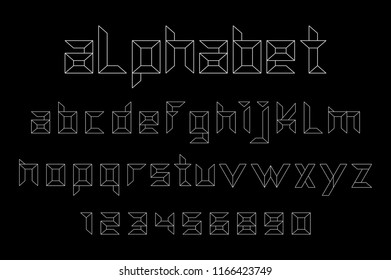 White of font and alphabet. Isolated on Black background