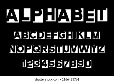 White of font and alphabet. Isolated on Black background