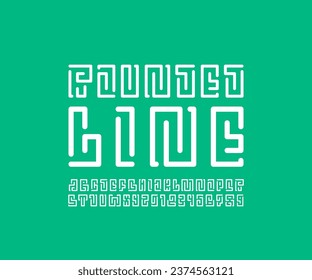 White font alphabet from segment rounded line, maze style letters and numbers, vector illustration 10EPS