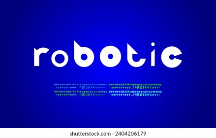 White font, rounded modern alphabet, including four sets of different thickness trendy letters from A to Z and numbers from 0 to 9, vector illustration 10EPS