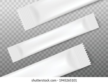 White food bags lying diagonally, realistic vector illustration isolated.