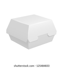 White Food Box, Packaging For Hamburger, Lunch