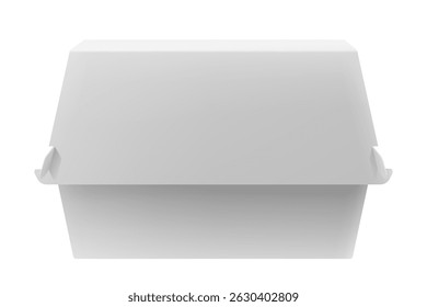 White food box, packaging for hamburger, lunch, fast food, burger, sandwich isolated on white background. Product pack. Closed lid. Packaging Cardboard Box Mockup, Realistic 3d Vector Illustration