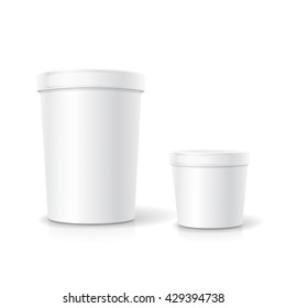 White food plastic tub bucket container for dessert, yogurt, ice cream