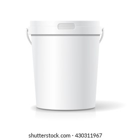 White food plastic tub bucket container with handle