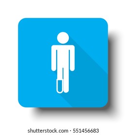 White Foot icon on blue web button