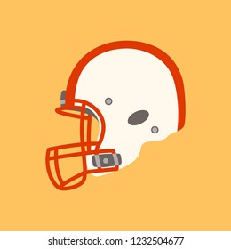 White Football Helmet , Flat Style,profile View
