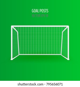 White football (soccer) gate with net isolated on green background. Vector illustration for your graphic design.
