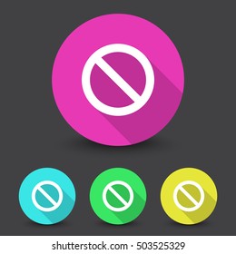 White Forbidden icon in different colors set
