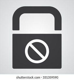 White Forbidden icon on black pad lock