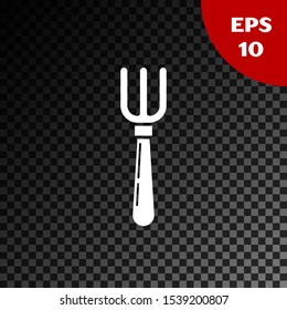 White Fork icon isolated on transparent dark background. Cutlery symbol.  Vector Illustration