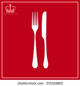 White fork and knife - illustration 