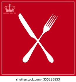 White fork and knife - illustration