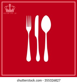 White fork spoon knife