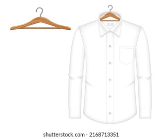 white formal shirt wooden hanger 