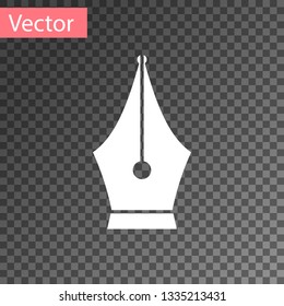 White Fountain pen nib icon isolated on transparent background. Pen tool sign. Vector Illustration