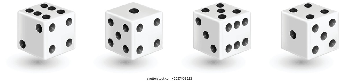 White four dices icon. Gambling cubes illustrations