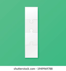 White four piece jigsaw puzzle template - blank realistic mockup