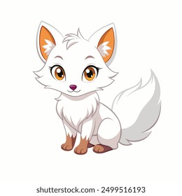 a white fox , white background