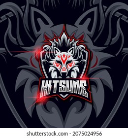 White Fox E-sport logo design vector illustration template