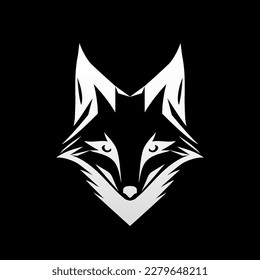 A White Fox Head Symbol on a Black Background is a versatile illustration that can be used as a Badge Label Sign, Symbol, Mascot, or even a Tattoo.