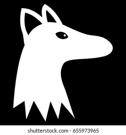 White Fox Head toolbar icon. Vector pictogram style is a flat symbol on diagonal hatch transparent background.