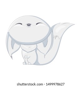 White fox isolated vector clip-art, adorable cartoon character design.