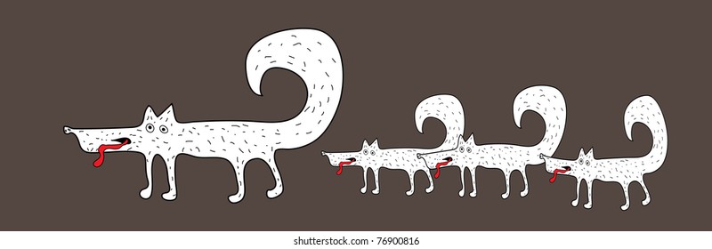 white fox and the little foxes