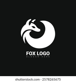 White Fox Logo With Black Background