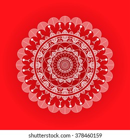 White fractal on red background