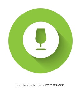 White Fragile broken glass symbol for delivery boxes icon isolated with long shadow background. Green circle button. Vector