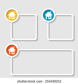 white frame for any text with home icon