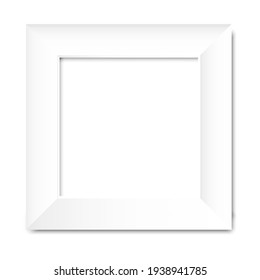 White frame white background. Room interior. White blank picture frame. Vector template. Stock image. EPS 10.