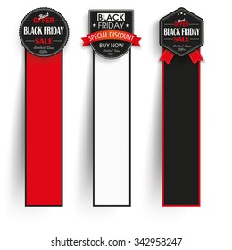 White frame banners with colored sale labels on the white background. Eps 10 vector file.