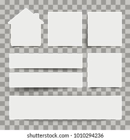 White frame banners with house on the checked background. Eps 10 vector file.