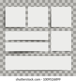 White frame banners with shadows on the checked background. Eps 10 vector file.