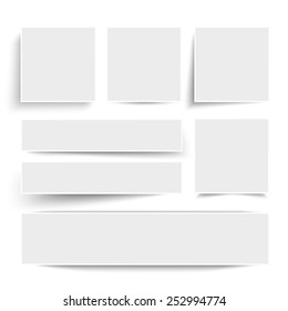 White frame banners with shadows on the white background. Eps 10 vector file.