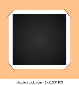 White frame with a black middle, with tucked corners in a beige background. Vector illustration. Stock Photo