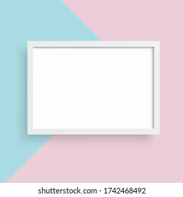 White frame with a blue and pink background. - Shutterstock ID 1742468492