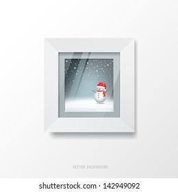 White frame and christmas picture background, vector illustration