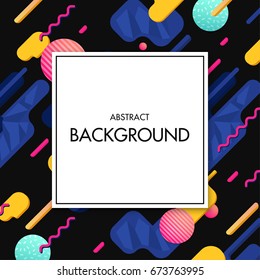 White frame with colorful geometric background. Applicable for cover, poster, flyers and web banner.