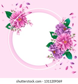 white frame with Dahlia. copy space
